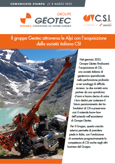 relations médias GÉOTEC-CSI en italien